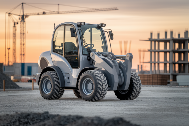 chargeuse-electrique-chantier-pneus