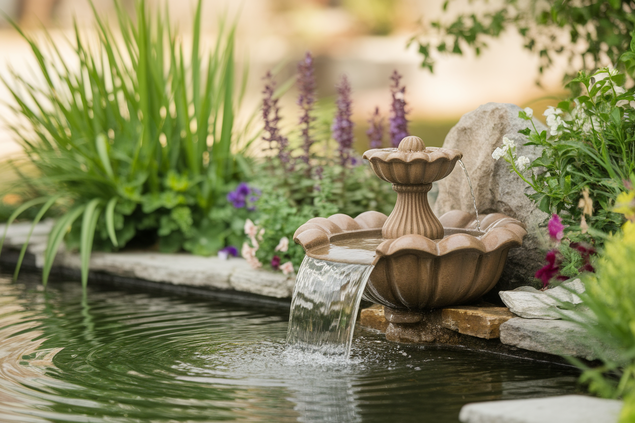 fontaine-cascade-bassin-jardin-fleuri