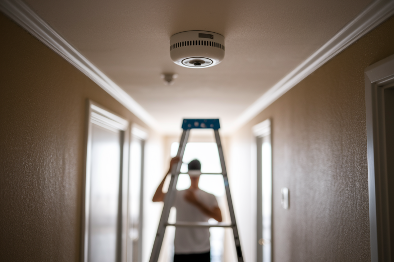 personne-dos-echelle-detecteur-fumee