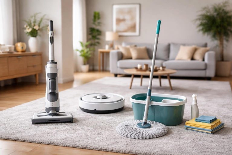 salon-moderne-tapis-appareils-nettoyage