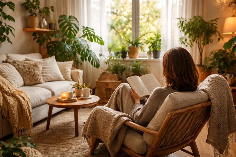 coussins-plantes-lumiere-fauteuil-livre