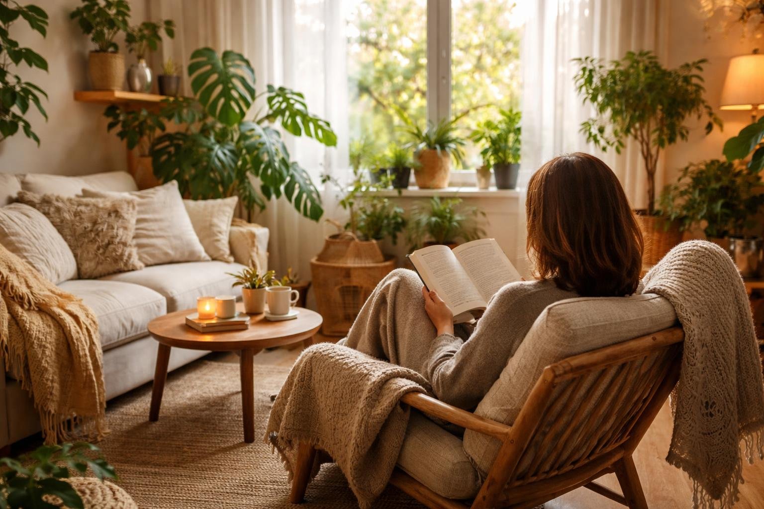 coussins-plantes-lumiere-fauteuil-livre