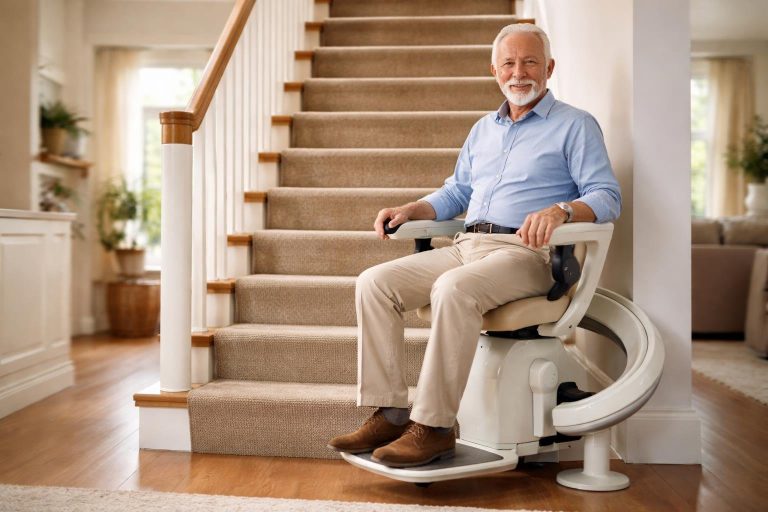 senior-debout-monte-escalier-moderne-maison