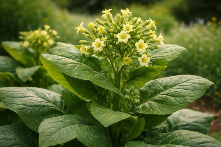 plante-nicotiana-feuilles-fleurs-jaunes