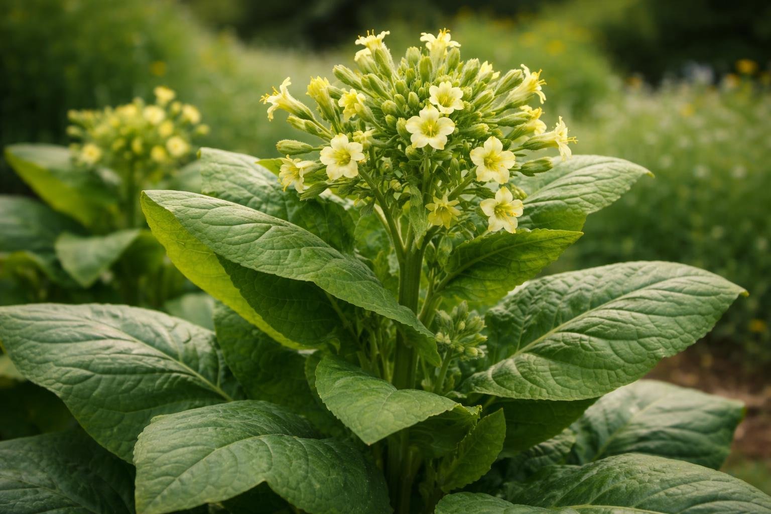 plante-nicotiana-feuilles-fleurs-jaunes