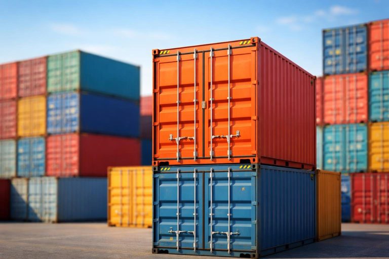 conteneurs-colorés-quai-ciel-bleu