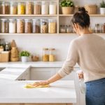 cuisine-lumineuse-rangee-personne-nettoie