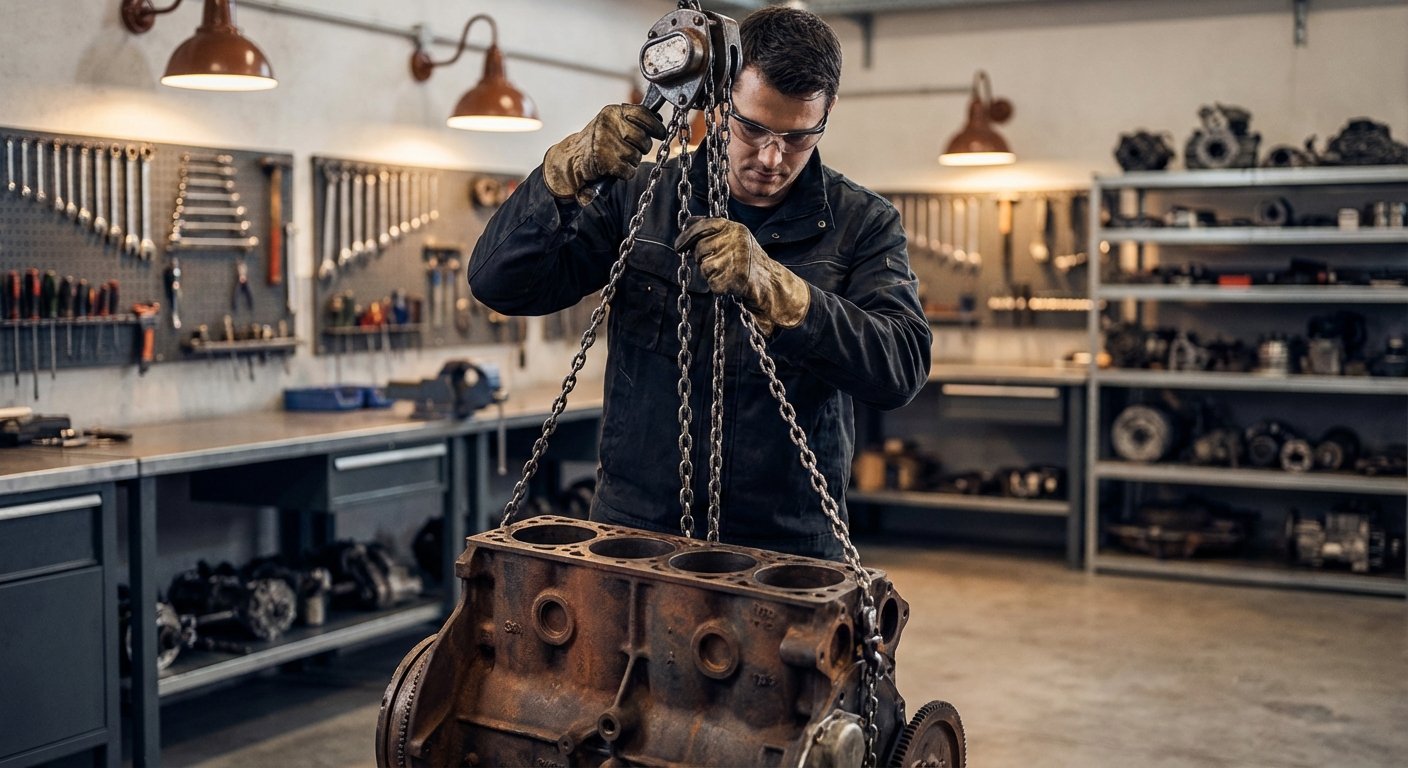 Atelier de bricolage : utiliser un palan manuel pour lever des charges lourdes en sécurité
