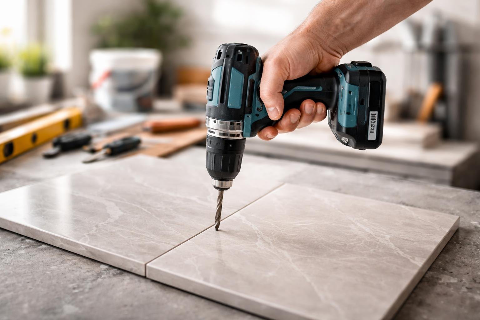 main-perceuse-carrelage-elegant-moderne
