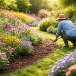 jardin-luxuriant-personne-desherbage-fleurs