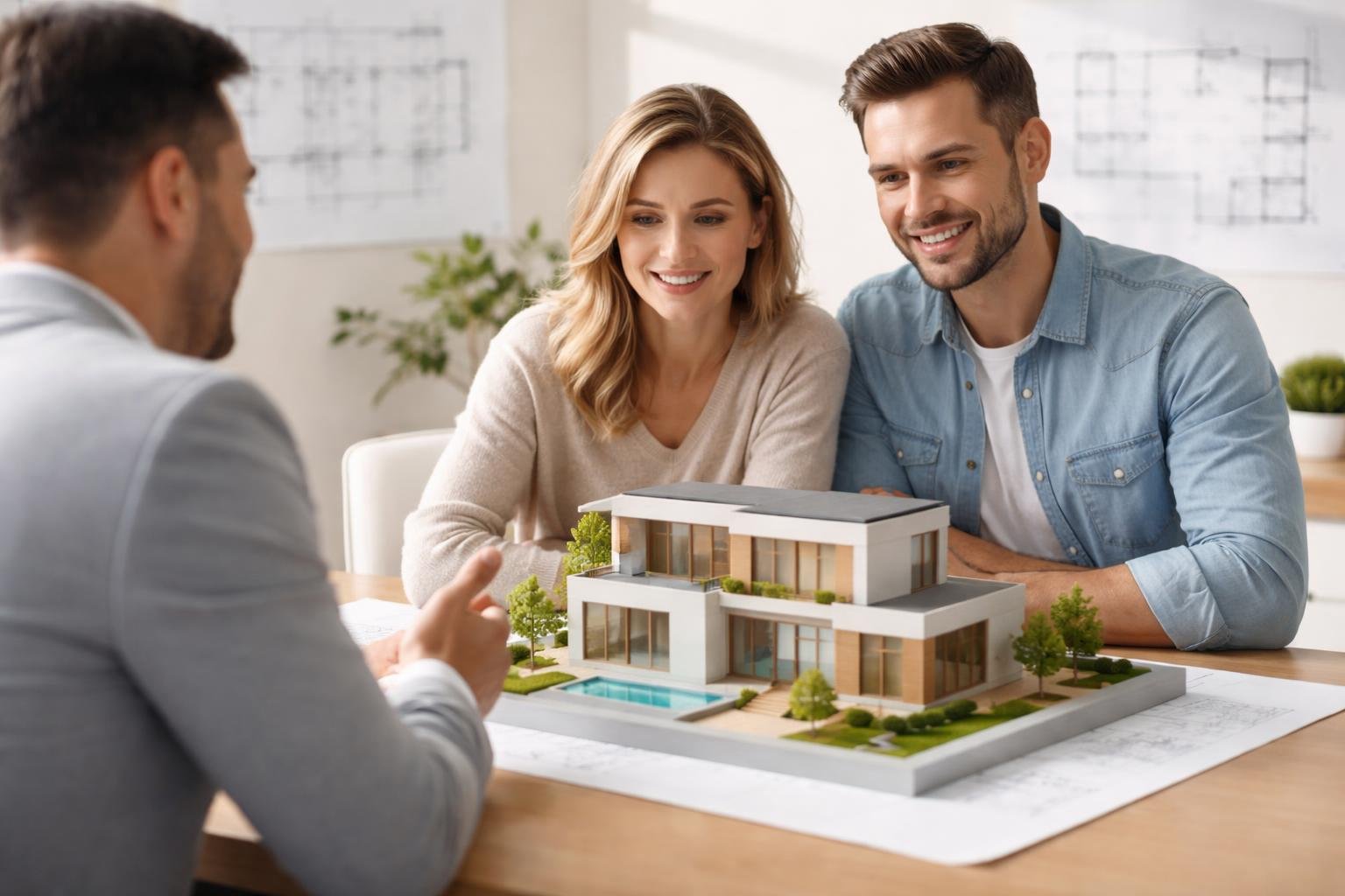 couple-maquette-maison-architecte-plans